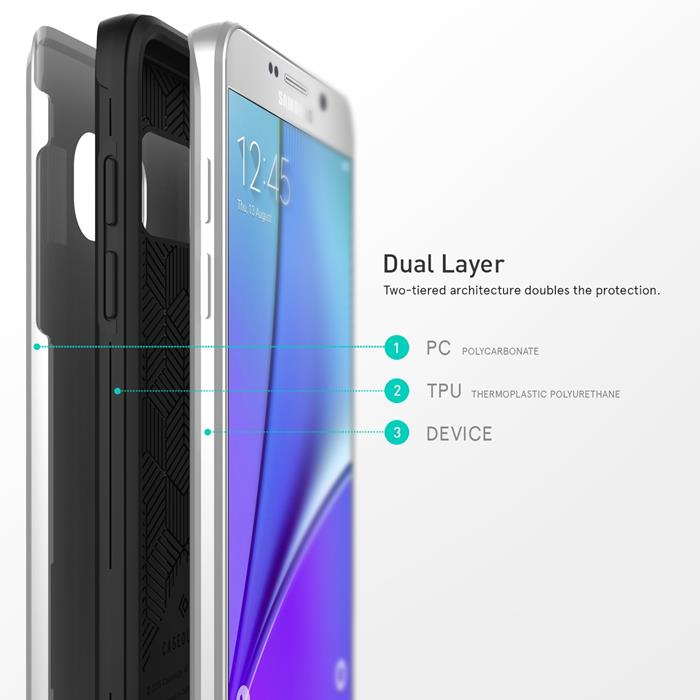 UTGATT5 - Caseology Vault Skal till Samsung Galaxy Note 5 - Silver